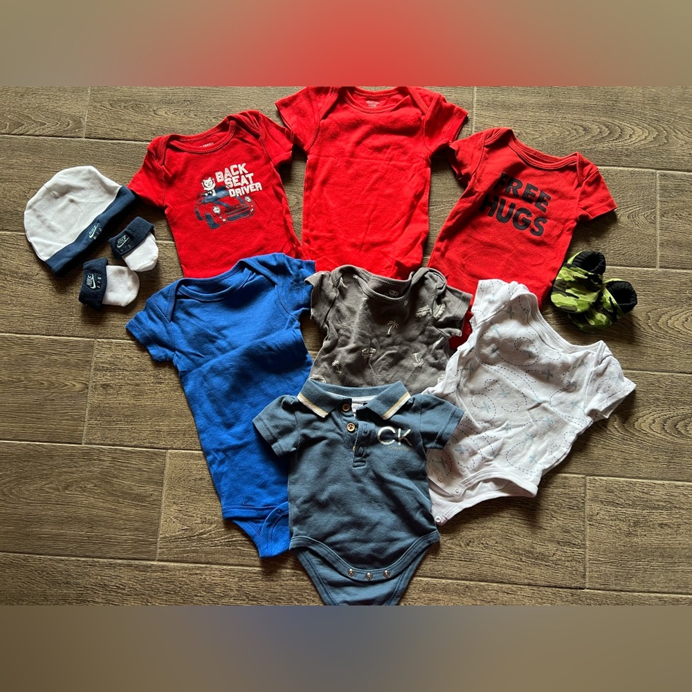 Baby Onesie Bundle 3–12M | 7 Pieces + Hat & Nike Socks/Booties One Piece Outfits